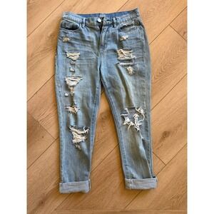 BDG Urban Outfitters High Rise Twig Grazer Distressed Ripped Jeans 26W 26L Blue